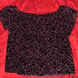 Hollister Black and Purple Velvet Blouse